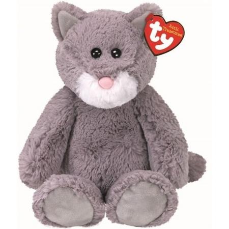 Pluche Ty Beanie grijze poes/kat knuffel Kit 33 cm speelgoed - Katten huisdieren knuffels - Speelgoed voor kinderen