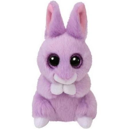 Pluche Ty Beanie paars konijn/haas knuffel April 10 cm speelgoed - Konijnen bosdieren knuffels - Speelgoed voor kinderen