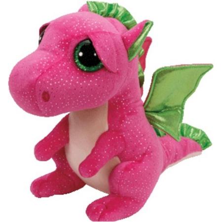 Pluche Ty Beanie roze draak/draken knuffel Darla 24 cm speelgoed - Draken mythische dieren knuffels - Speelgoed voor kinderen