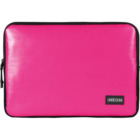 15 inch laptop sleeve van gerecycled materiaal (duurzaam) - Roze laptophoes voor MacBook Pro - Deze hoes is handgemaakt in Amsterdam