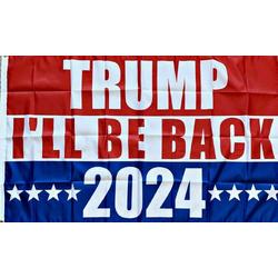 USArticlesEU - Donald Trump Vlag - Trump Vlag - Trump 2024 - Trump 2020 - Verkiezingen vlag - Amerika vlag - US vlag- USA Vlag - Trump vlag Blauw -Ill be back vlag - 150 x 90 cm