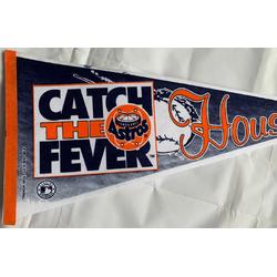 USArticlesEU - Houston Astros - MLB - vintage Vaantje - Honkbal - Baseball - Sportvaantje - Wimpel - Vlag - Pennant - Oranje/zwart/blauw - 31 x 72 cm - oud logo
