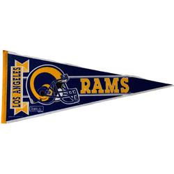 USArticlesEU - Los Angeles Rams  - Vintage - NFL - Vaantje - American Football - Sportvaantje - Pennant - Wimpel - Vlag - Blauw/Geel - 31 x 72 cm