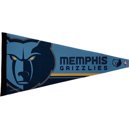 USArticlesEU - Memphis Grizzlies - NBA - Vaantje - Basketball - Sportvaantje - Pennant - Wimpel - Vlag - Blauw/Geel - 31 x 72 cm