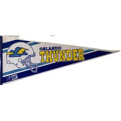 USArticlesEU - Orlando Thunder  - Vintage - NFL - Vaantje - American Football - Sportvaantje - Pennant - Wimpel - Vlag - Wit/Blauw/Geel - 31 x 72 cm