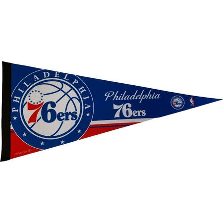 USArticlesEU - Philadelphia 76ers - Philly 76ers - NBA - Vaantje - Basketball - Sportvaantje - Pennant - Wimpel - Vlag - Blauw/Oranje/Wit - 31 x 72 cm