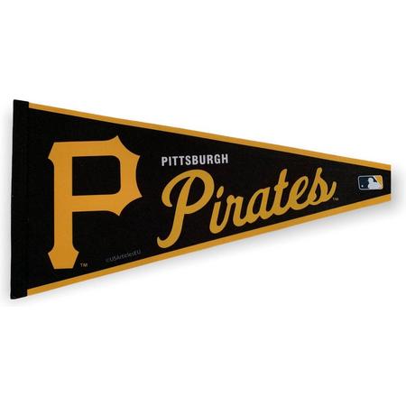 USArticlesEU - Pittsburgh Pirates - MLB - Vaantje - Baseball - Honkbal -  Sportvaantje - Pennant - Wimpel - Vlag - Geel/Zwart - 31 x 72 cm