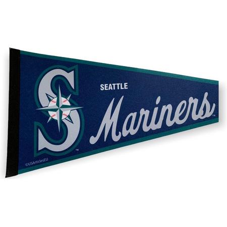 USArticlesEU - Seattle Mariners - MLB - Vaantje - Baseball - Honkbal -  Sportvaantje - Pennant - Wimpel - Vlag - Blauw/Wit - 31 x 72 cm