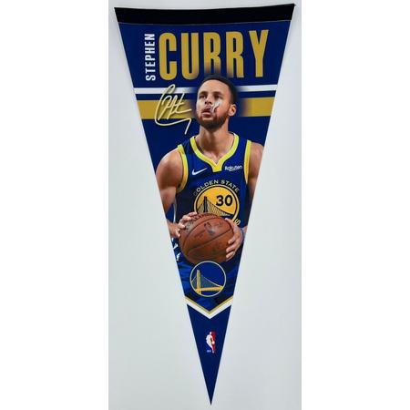 USArticlesEU - Stephen Curry - Golden State Warriors - NBA - Vaantje - Basketball - Sportvaantje - Pennant - Wimpel - Vlag - Geel/Blauw/Goud - 31 x 72 cm - Curry - Under Armour