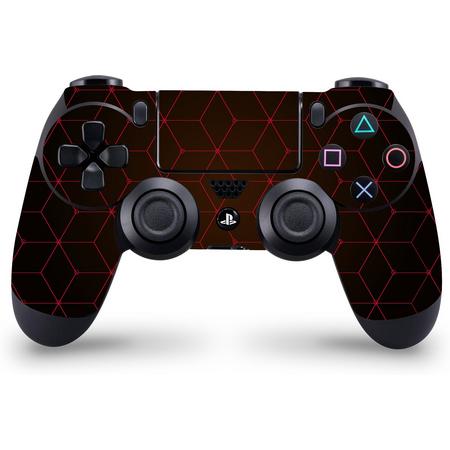 Playstation 4 Controller Skin Hexagon Rood- PS4 Controller Sticker