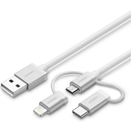 1 Meter Ugreen 3-in-1 Lightning, Micro USB, Type-C kabel