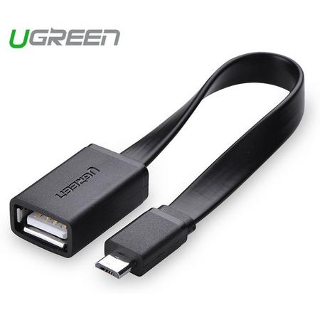 Micro-USB Male USB 2.0 Female OTG Flat Cable Adapter zwart