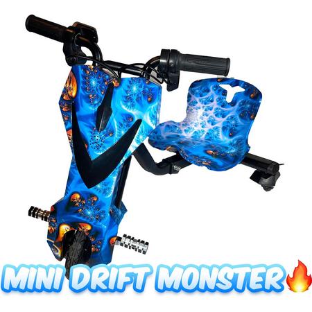UltraSativa - Mini Electrische Drift Trike Scooter - Galaxy Blue - Led Verlichting - 3 Speeds - Led Wieltjes - 36V 250W Motor - Anti-Lek Banden - 10 KM/H - Fidget sleutelhanger - Plus Stickerboek & Boontje Sleutelhanger