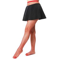 Gekleurde Stevige Visnet Panty - ROOD - Carnaval outfit - Netpanty - Visgraat panty - Fishnet Stockings - Carnavalskleding - Kamping Kitch - Foute Party - Verkleden