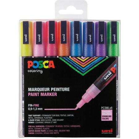 Uni Posca Stiften Glitter Colors PC3M 0.9-1.3 mm lijn