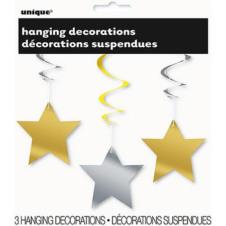 Unique Party Sterrenwervelingen Decoraties (Pakket van 3) (Goud/zilver)