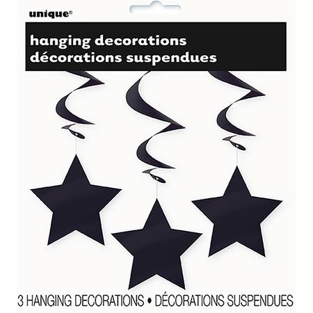 Unique Party Sterrenwervelingen Decoraties (Pakket van 3) (Zwart)
