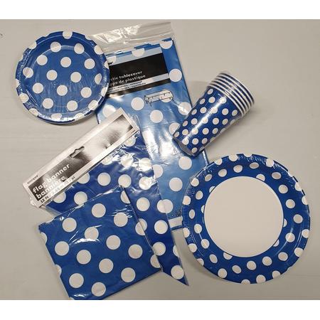 Polka dots stippen borden bekers servet pakket blauw
