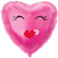Roze smiley hart - Helium ballon - Gevuld met helium