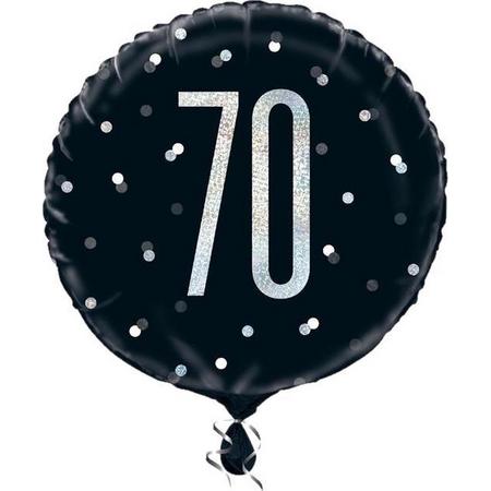 Unique Folieballon 70 Rond Latex 45 Cm Zwart/zilver