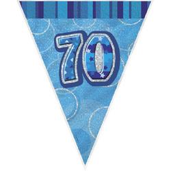 vlaggenlijn glitz - 70 jaar - blauw - 274cm