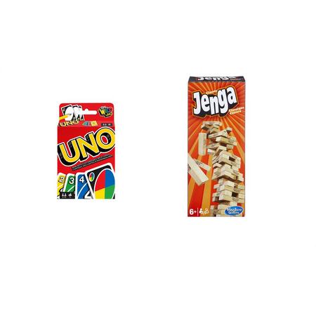 Gezelschapsspel - Uno & Jenga - 2 stuks