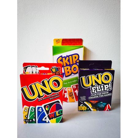 TRIO DEAL 3 spellen -UNO - Uno flip - SkipBo - Spelletjes - Games - Uitbreiding