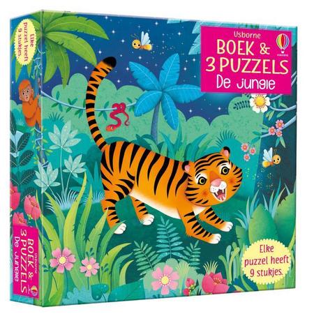 Boek & 3 Puzzels De jungle