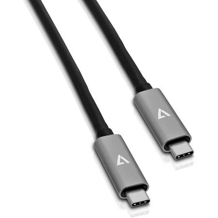 V7 V7UCC-2M-ALUGR-1EC 2m USB C USB C Mannelijk Mannelijk Aluminium, Grijs USB-kabel