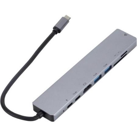 VDV electronics 8-in-1 USB-C Hub Adapter - Compatible met Apple Macbook Pro / Air / iMac / Mac Mini / Google Chromebook / Windows Surface / HP / ASUS / Lenovo - Type-C Kabel naar 4K UHD HDMI Converter - LAN Gigabit Ethernet - Thunderbolt 3 - USB 3.0