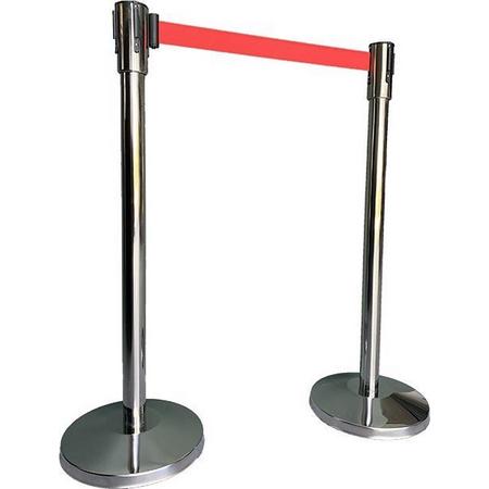 Trendy barrier post  chrome with drawstring red