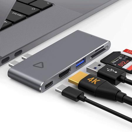 VEMNI Delta 5 in 1 USB C Powered Hub - Thunderbolt 3 Dock - MacBook - HDMI 4K - SD en MicroSD i