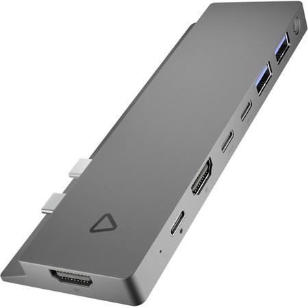 VEMNI Omega EdgeFit 8 in 1 USB C Powered Hub - Thunderbolt 3 Dock - 2x HDMI 4K - MacBook Laptop i