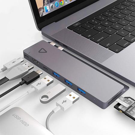 VEMNI Omega EdgeFit 8 in 1 USB C Powered Hub - Thunderbolt 3 Dock - MacBook Laptop - HDMI 4K i