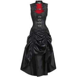Steampunk gedrapeerde overbust korset jurk met bolero en gespen zwart - Gothic - M - VG London