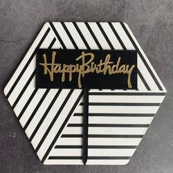 Cake topper - Decoratie - Happy birthday - Rechthoekig - Taartversiering - Goud/zwart