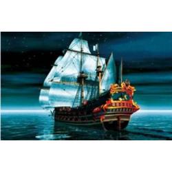 VSE Diamond painting voor volwassenen piratenschip 30 X 40 cm met vierkante steentjes - Volledig pakket - M2266-2