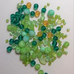 Glaskralen mix assortiment glass groen, 25 gram