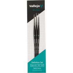 Vallejo B02990 Definition Set - Brushes - Size 4/0 - 3/0 - 2/0 Pense(e)l(en)