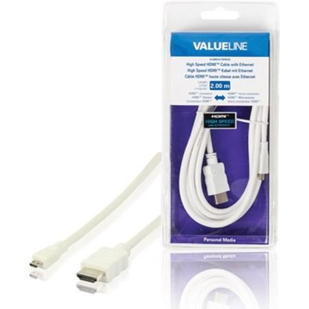 Valueline HDMI kabels High Speed HDMI-kabel met ethernet HDMI-connector - HDMI micro-connector 2,00 m wit