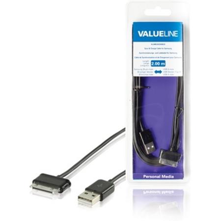 Valueline VLMB39200B20 2m USB A Samsung 30-p Zwart mobiele telefoonkabel