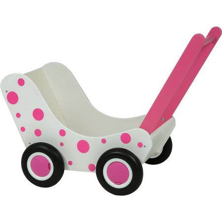 Poppenwagen Stippen - Wit & Roze