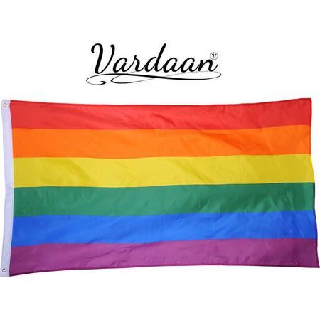 Regenboog Vlag - Pride Vlag - Symbool Voor LBGTQ - Gay Pride Vlag - Geschenkidee - Coming Outdag - Vardaan Regenboogvlag - Professionele Pride Vlag - Hoogwaardige Kwaliteit - 90 X 150 CM