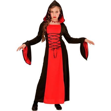 Gravin kostuum rood met zwart voor meisjes - Verkleedkleding - 128