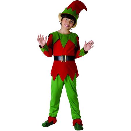 Groen en rood elfenkostuum voor kinderen - Verkleedkleding - 104/110