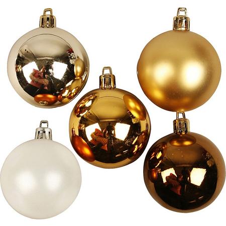 Kerstballen, d: 6 cm, 4x5 kleur, goud harmonie