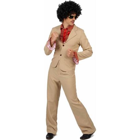 LUCIDA - Beige disco kostuum met franjes voor mannen - XL - Volwassenen kostuums