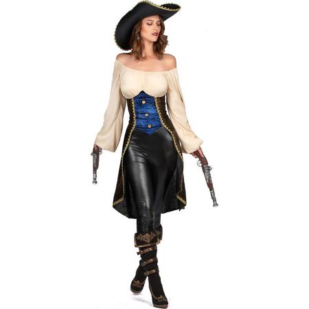 LUCIDA - Bruine piraten tuniek voor dames - M - Volwassenen kostuums