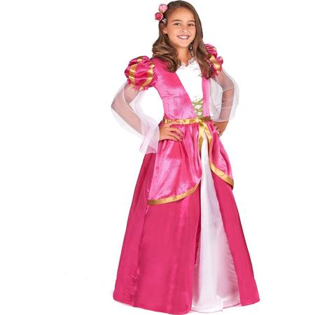 LUCIDA - Roze middeleeuwse prinsessen jurk voor meiden - L 128/140 (10-12 jaar) - Kinderkostuums