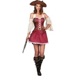 LUCIDA - Sexy bordeaux rood piraten kostuum voor dames - L - Volwassenen kostuums